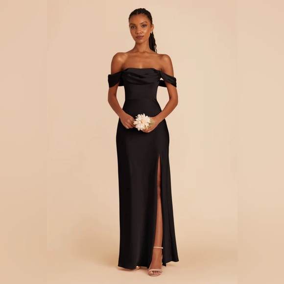 Birdy Grey Elegant Matte Satin Black Dress - Mia - Picture 1 of 5